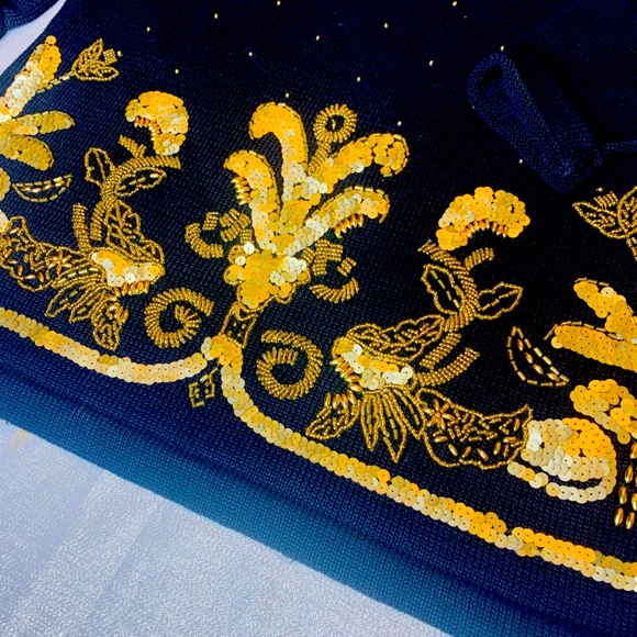 Vintage Sweater w/ Gold Sequins & Studs - Picture 2 of 7